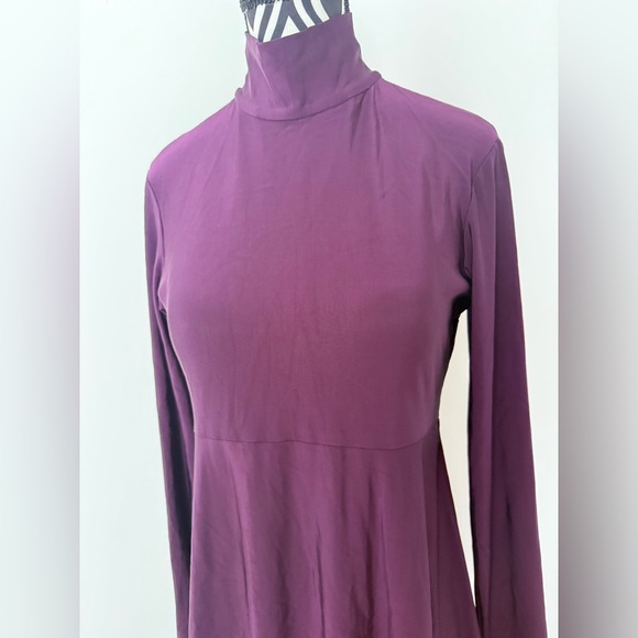 Vintage 90s Betsey Johnson Eggplant Purple Mock Neck Emo Witchy Skater Dress - Picture 9 of 10